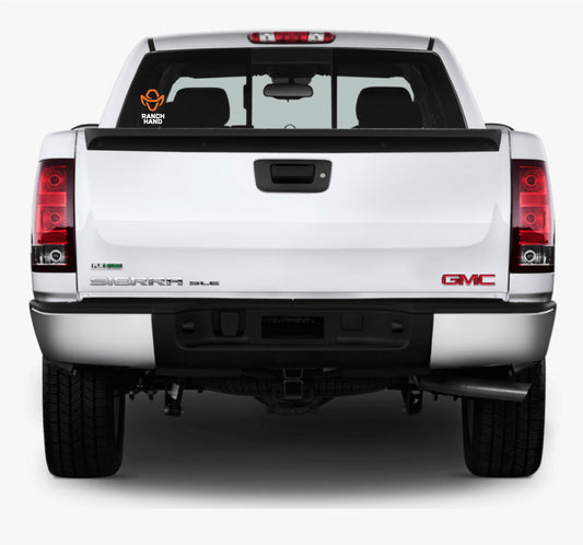 Ranch Hand - 8 inch Vertical Vehicle Decal (orange and white)