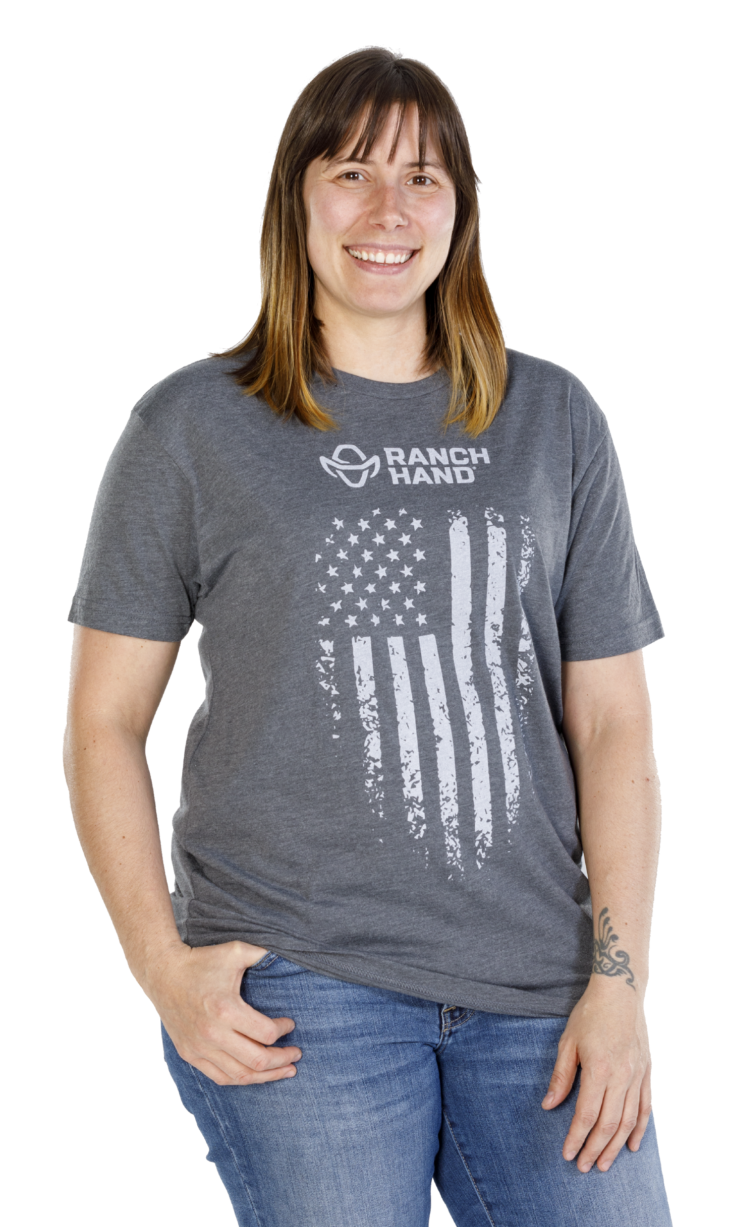 Woman Wearing Ranch Hand Vintage Americana T-shirt