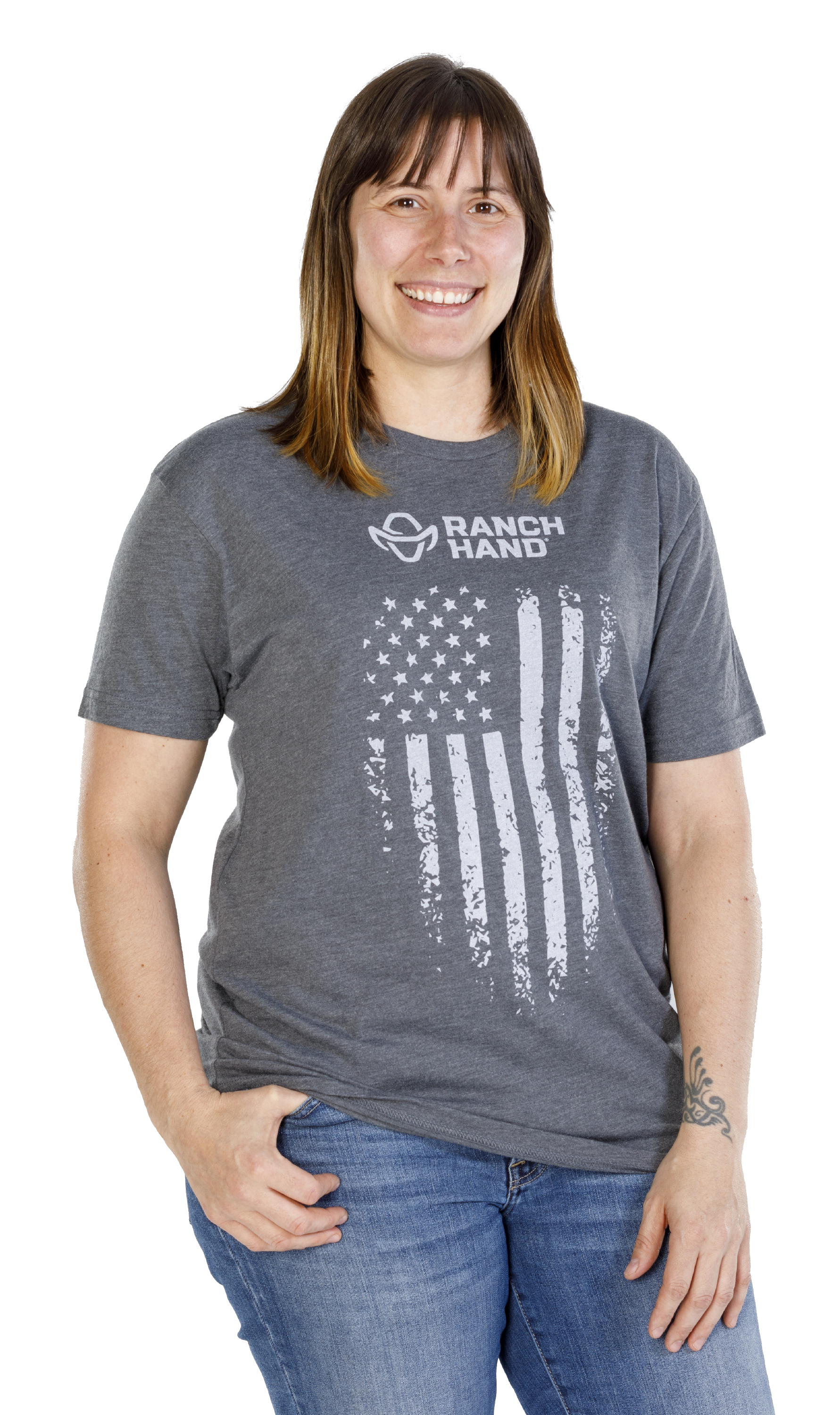 Woman Wearing Ranch Hand Vintage Americana T-shirt